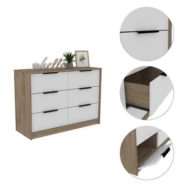 TUHOME Kaia 4 Drawer Double Dresser with 2 Cabinets and Metal Hardware - - 31880279