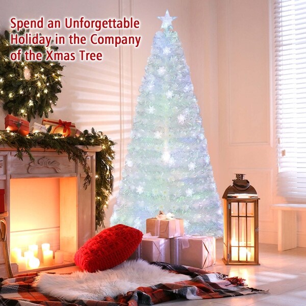 Costway 5FT/6FT/7FT PreLit Fiber Optic Christmas Tree Decor