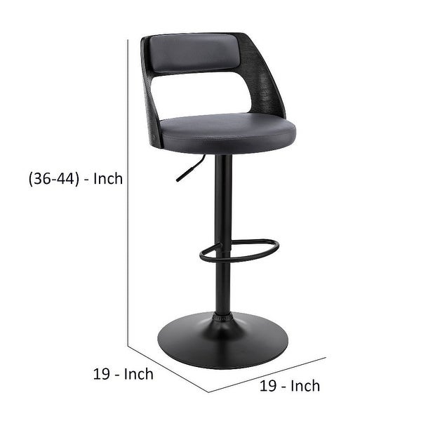 Adjustable Barstool with Open Design Wooden Back - 19 L X 19 W X 44 H Inches