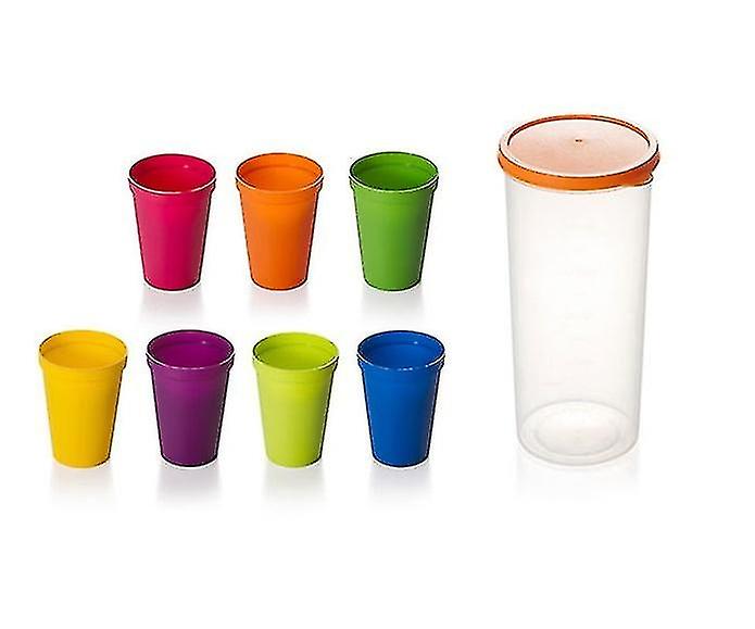 8pcs Reusable Plastic Cups Rainbow Travel Beverage Tumblers Juice Drinkware