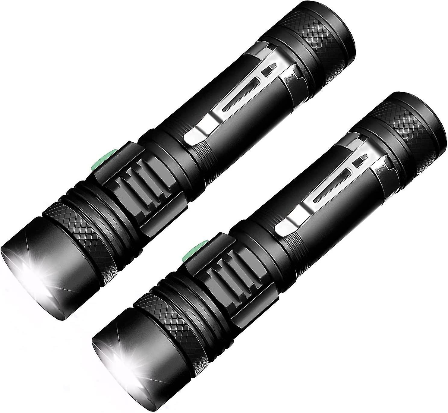 Led Rechargeable Torch Flashlight，600lm，4 Modes，18650 Batteries Included 2 Pcs