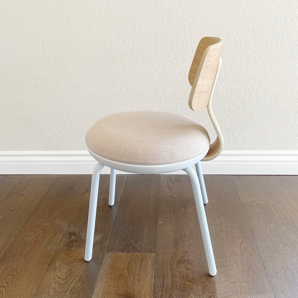 Macaron Fabric Upholstered Dining Chair Metal Legs