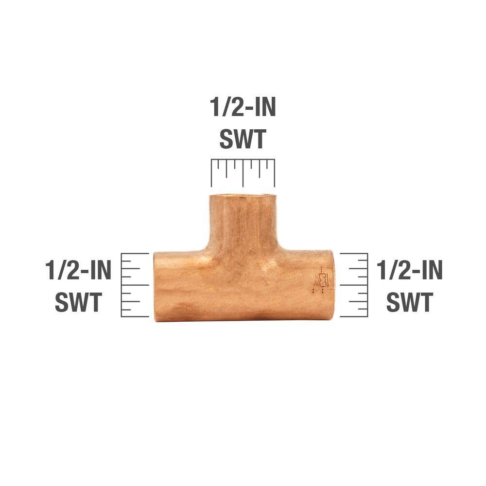 Everbilt 12 in. Copper Pressure Cup x Cup x Cup Tee Fitting W 04006EB