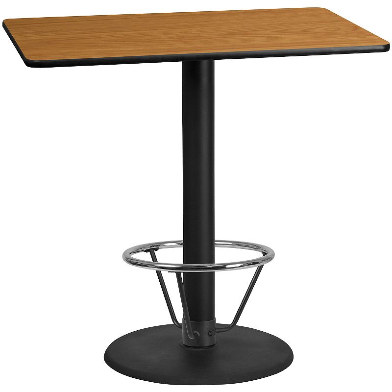 Emma and Oliver 30x48 Black Laminate Bar Table Top-24RD Base/Foot Ring