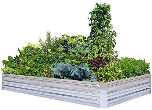 FOYUEE Galvanized Raised Garden Beds for Vegetables Large Metal Planter Box Steel Kit Flower Herb, 8x4x1ft