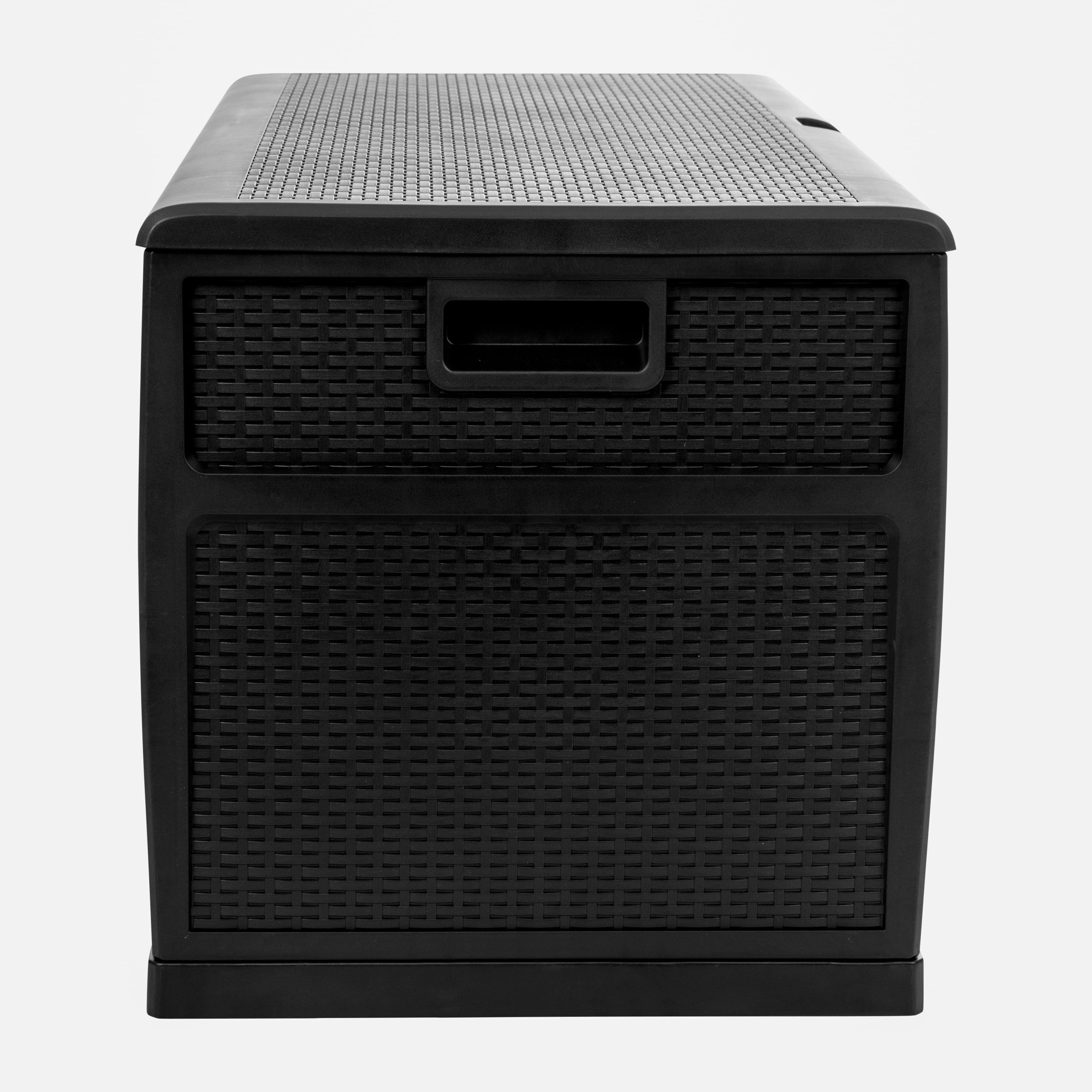 Flash Furniture 120 Gallon Plastic Deck Box - Outdoor Waterproof Storage Box for Patio Cushions, Garden Tools and Pool Toys, Black