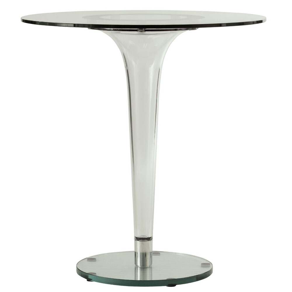 LeisureMod Linden Modern 28 inch Round Glass Accent Dining Table   Clear   27x27