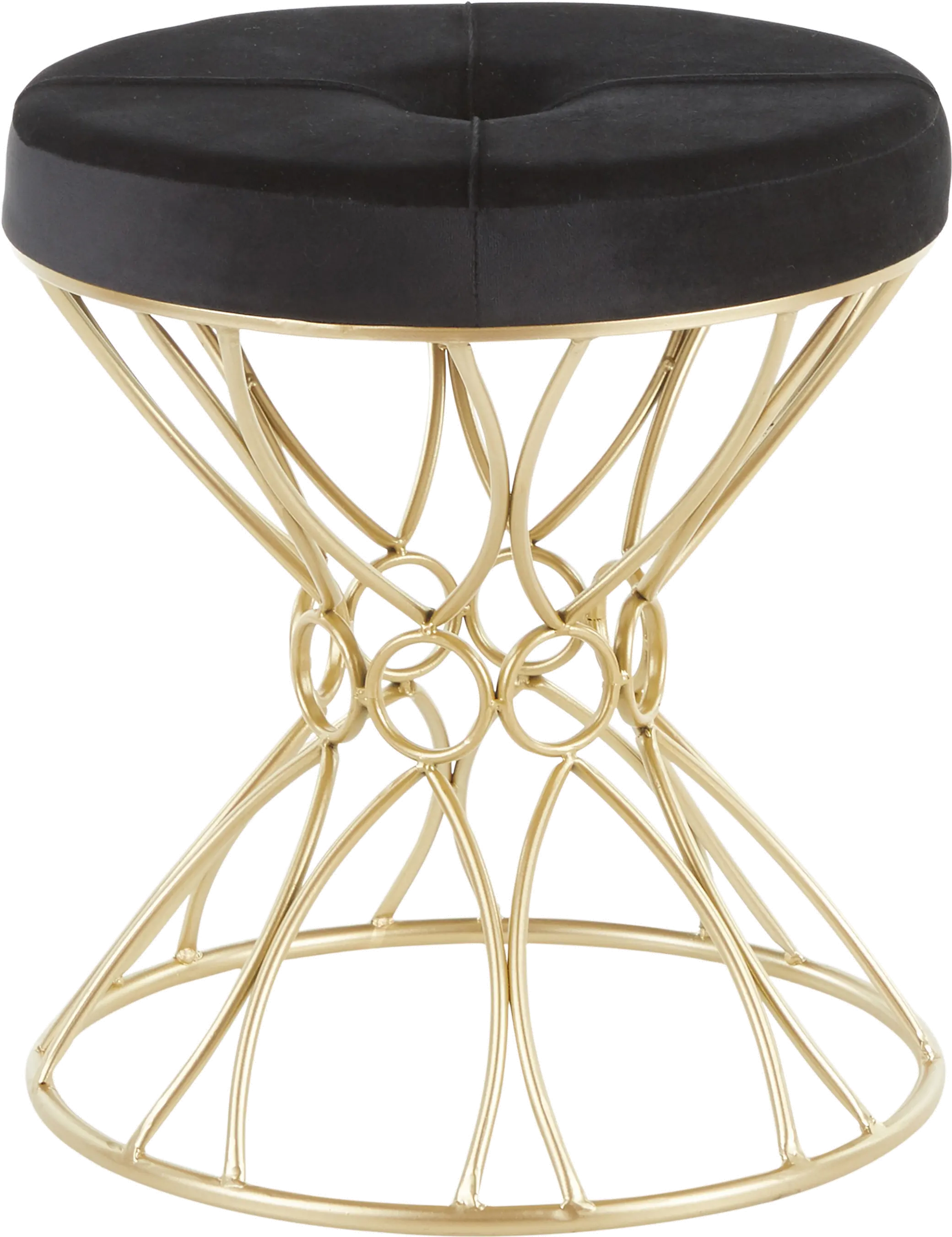 Black Velvet Vanity Stool