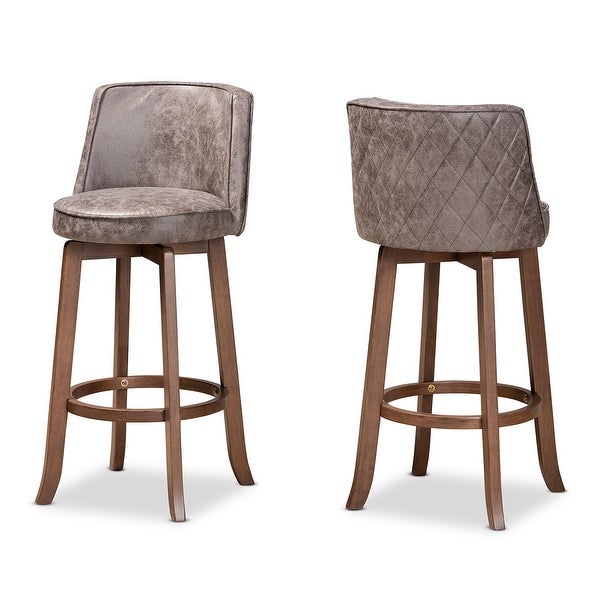 Adams Transitional Upholstered and Walnut Wood 2-PC Bar Stool Set