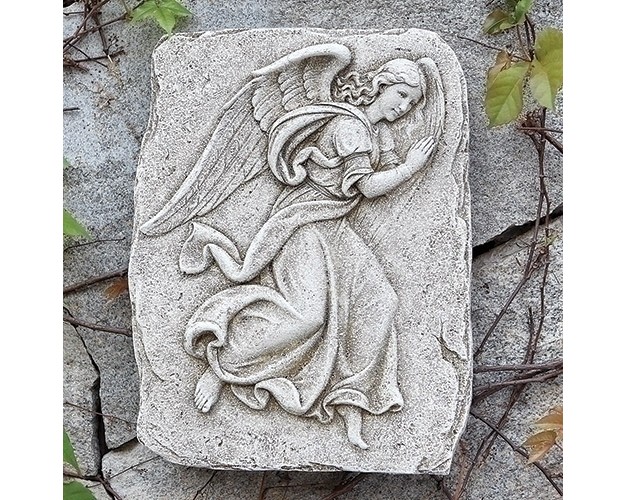 Gray Right Facing Angel Outdoor Garden Wall Plaque