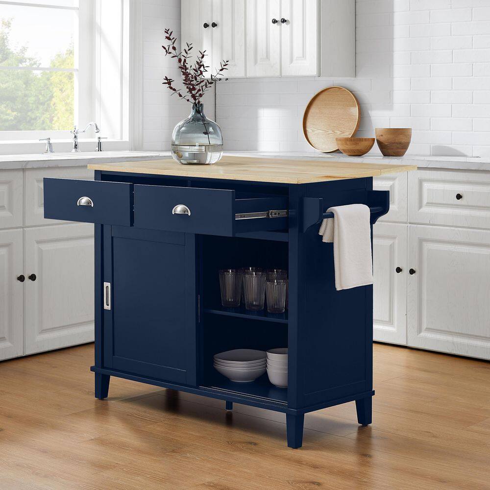 CROSLEY FURNITURE Cora Navy Kitchen Island with Drop Leaf CF3039NA-NV