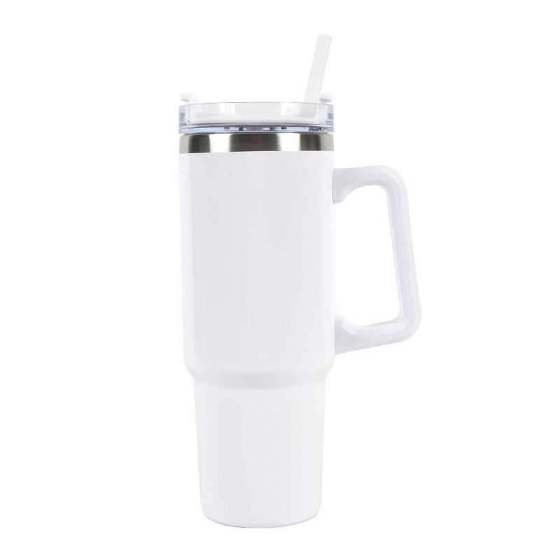 New View Gifts and Accessories Stainless Steel 30-oz. Tumbler with Straw - White