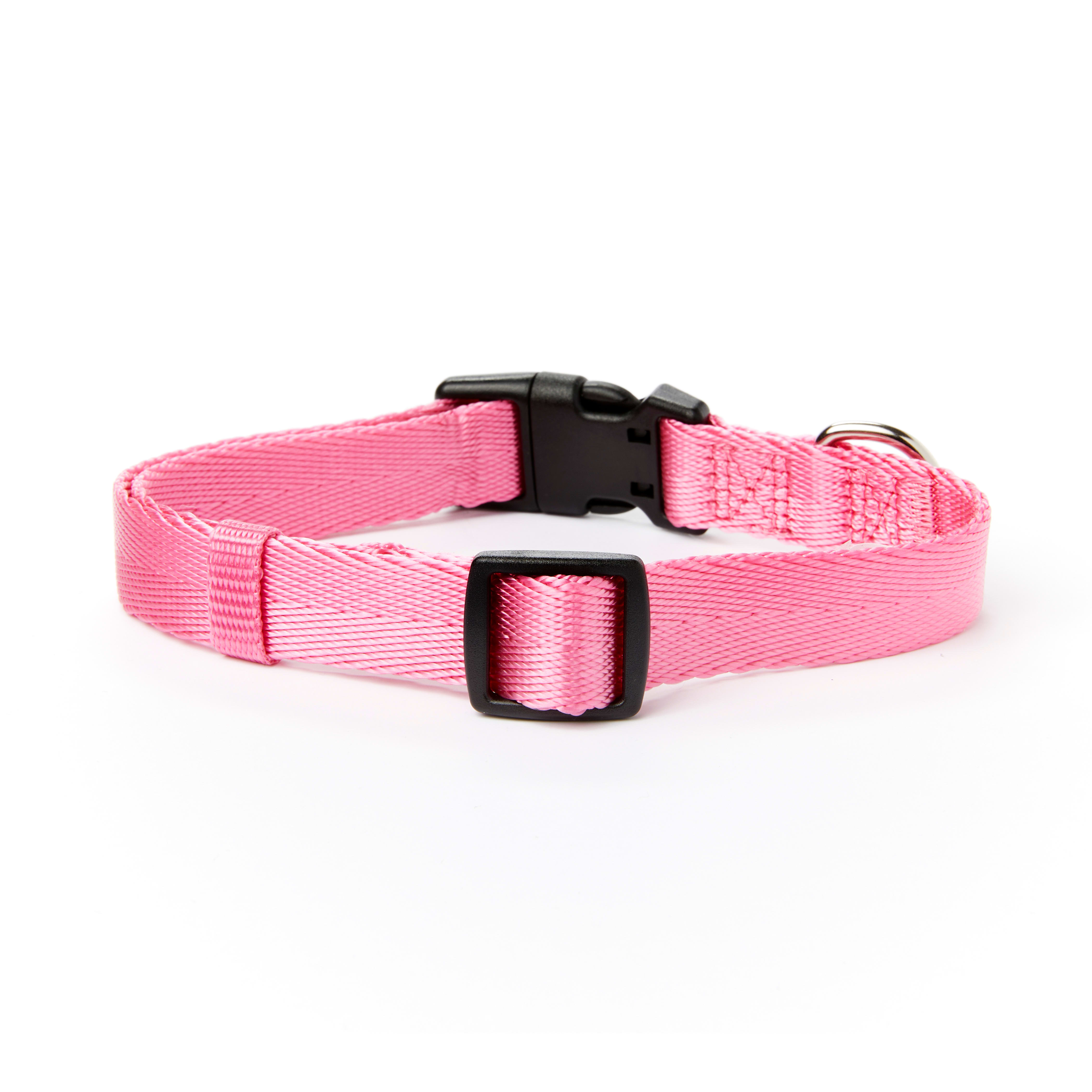 YOULY The Classic Pink Webbed Nylon Dog Collar， Small