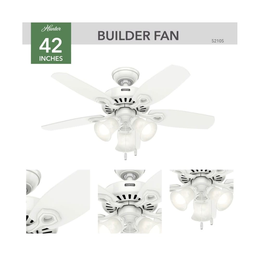 Hunter Builder Ceiling Fan 42 LED Indoor Snow White