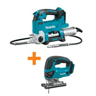 Makita 18V LXT Lithium-Ion Grease Gun (Tool Only) with 18V LXT Lithium-Ion Cordless Jigsaw (Tool-Only) XPG01Z-XVJ03Z