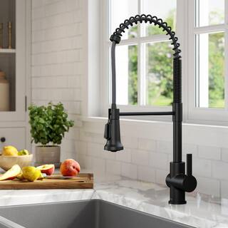 KRAUS Britt Single-Handle Pull-Down Sprayer Kitchen Faucet in Matte Black KPF-1691MB