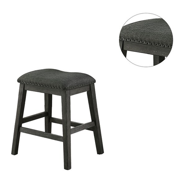 Dark Grey Fabric Padded Counter Stool，Set of 2， Kitchen/Bar Stools