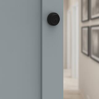 Kwikset Round Matte Black Single Cylinder Deadbolt Featuring SmartKey Security 660RDT 514 SMT