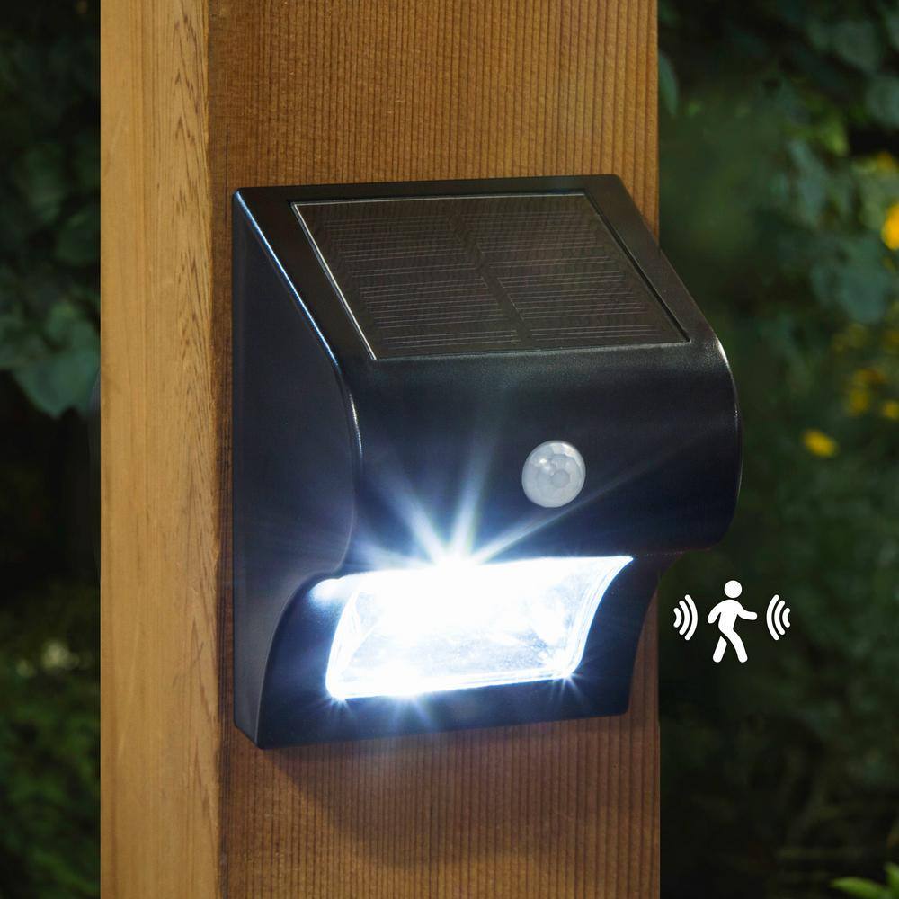 CLASSY CAPS 4 in. x 4 in. Solar Battery Black Integrated LED Motion Sensing Deck Post Light (2-Pack) SL133