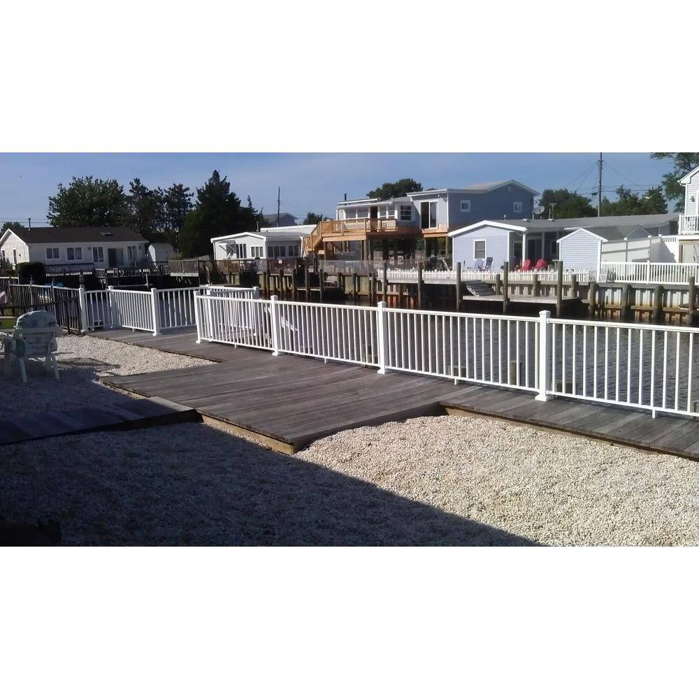 EZ Handrail 3 in. x 3 in. x 44 in. White Aluminum Post with Welded Base EZPCW-W