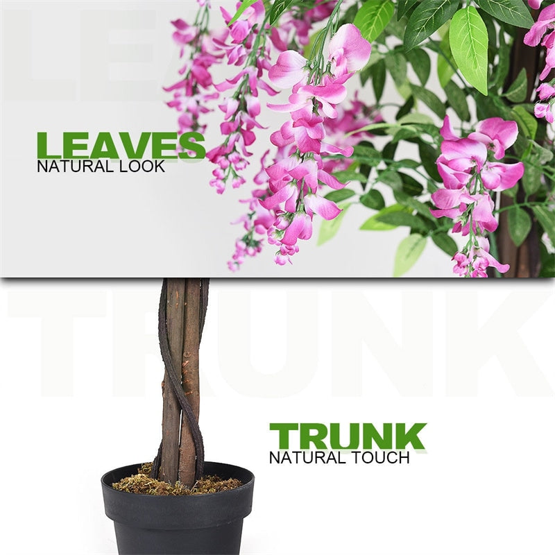 6FT Artificial Ficus Tree Fake Wisteria Tree Faux Plant for Indoor Outdoor Office Living Room D¨¦cor