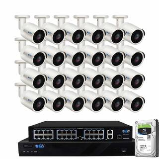 GW Security 32-Channel 8MP 8TB NVR Security Camera System 24 Wired Bullet Cameras 2.8mm Fixed Lens HumanVehicle Detection Mic GW7037MIC24-8T