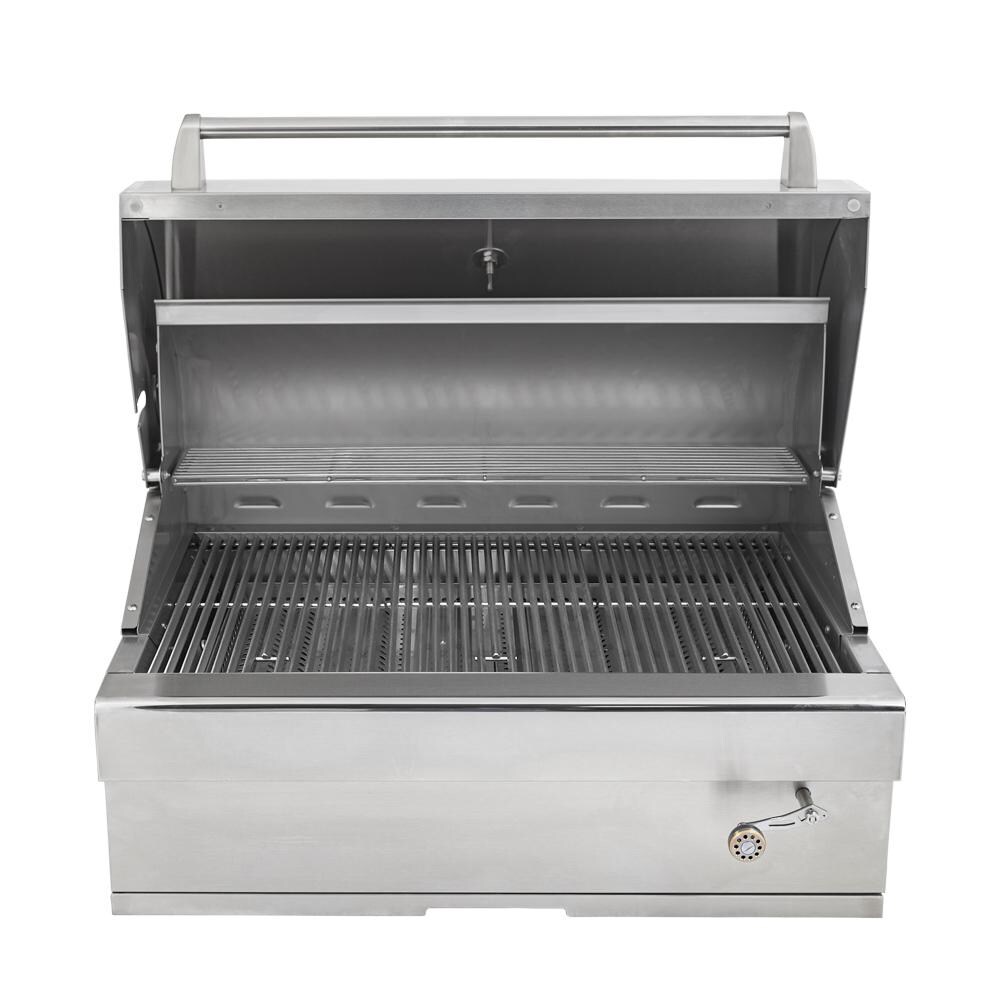 Turbo 32-Inch Built-In Stainless Steel Charcoal Grill  With Adjustable Charcoal Tray