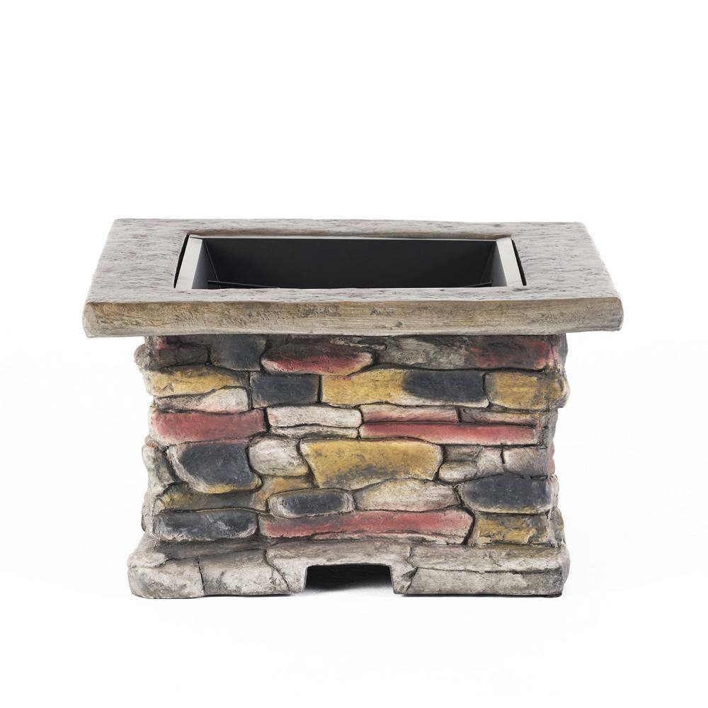 Noble House Corporal 28.50 in. x 22.20 in. Square Natural Stone Fire Pit 2555