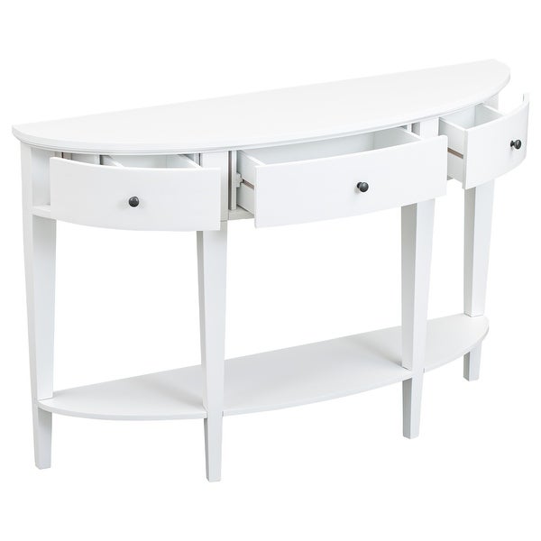 Modern Curved Console Table Sofa Table with 3 drawers