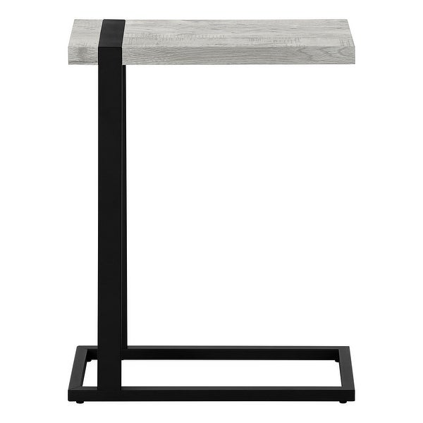 Modern C- Shaped Accent Table Reclaimed Wood-Look / Black Metal - 19.25