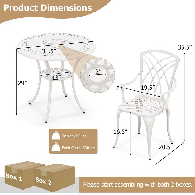 Costway 5 Pcs Patio Table Chair Set Outdoor Cast Aluminum Patio Set With Umbrella Hole