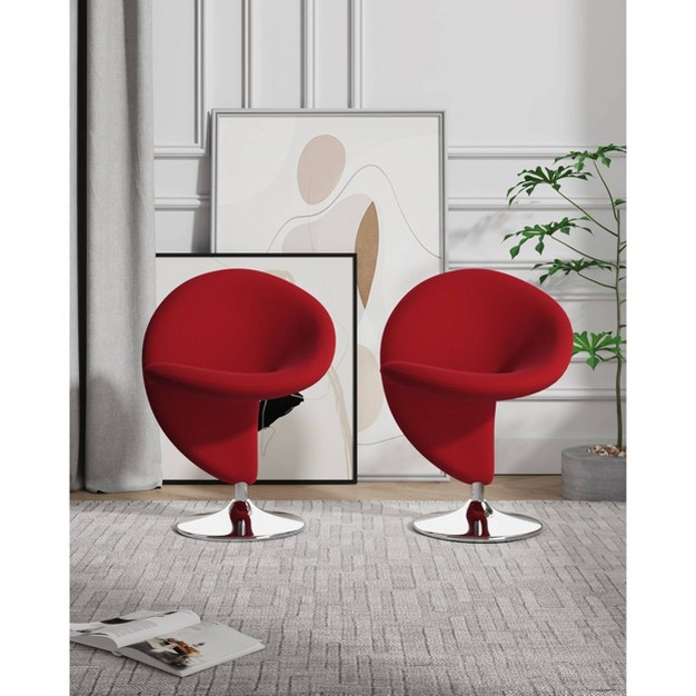 Set Of 2 Curl Wool Blend Swivel Accent Chairs Manhattan Comfort