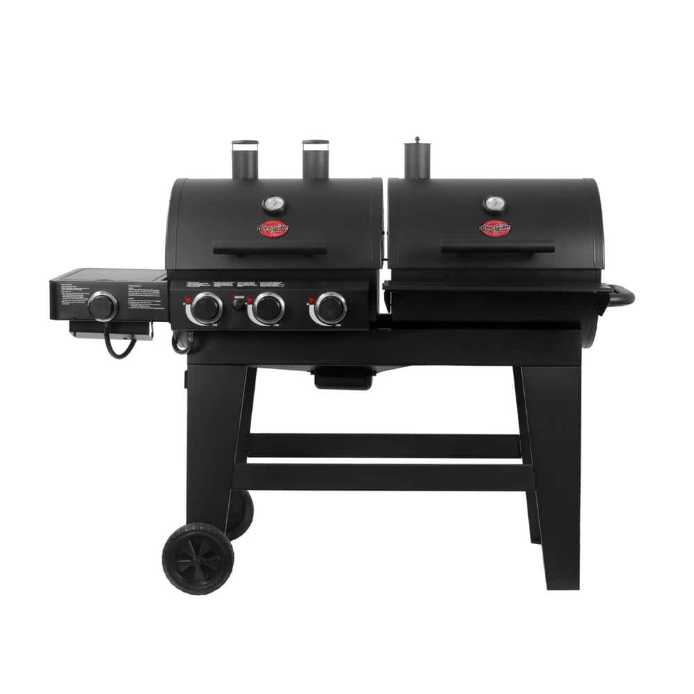 CharGriller Double Play 1260 sq in 3Burner Gas and Charcoal Grill in Black