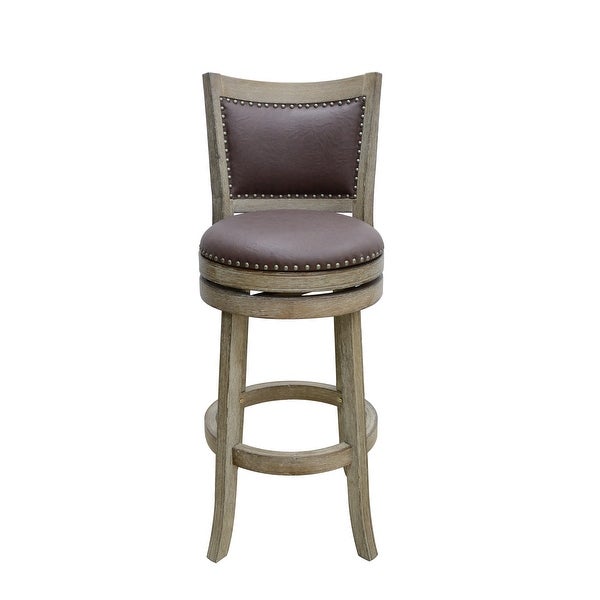 29-inch Cantabria Wire-brush Swivel Stool， Weathered White