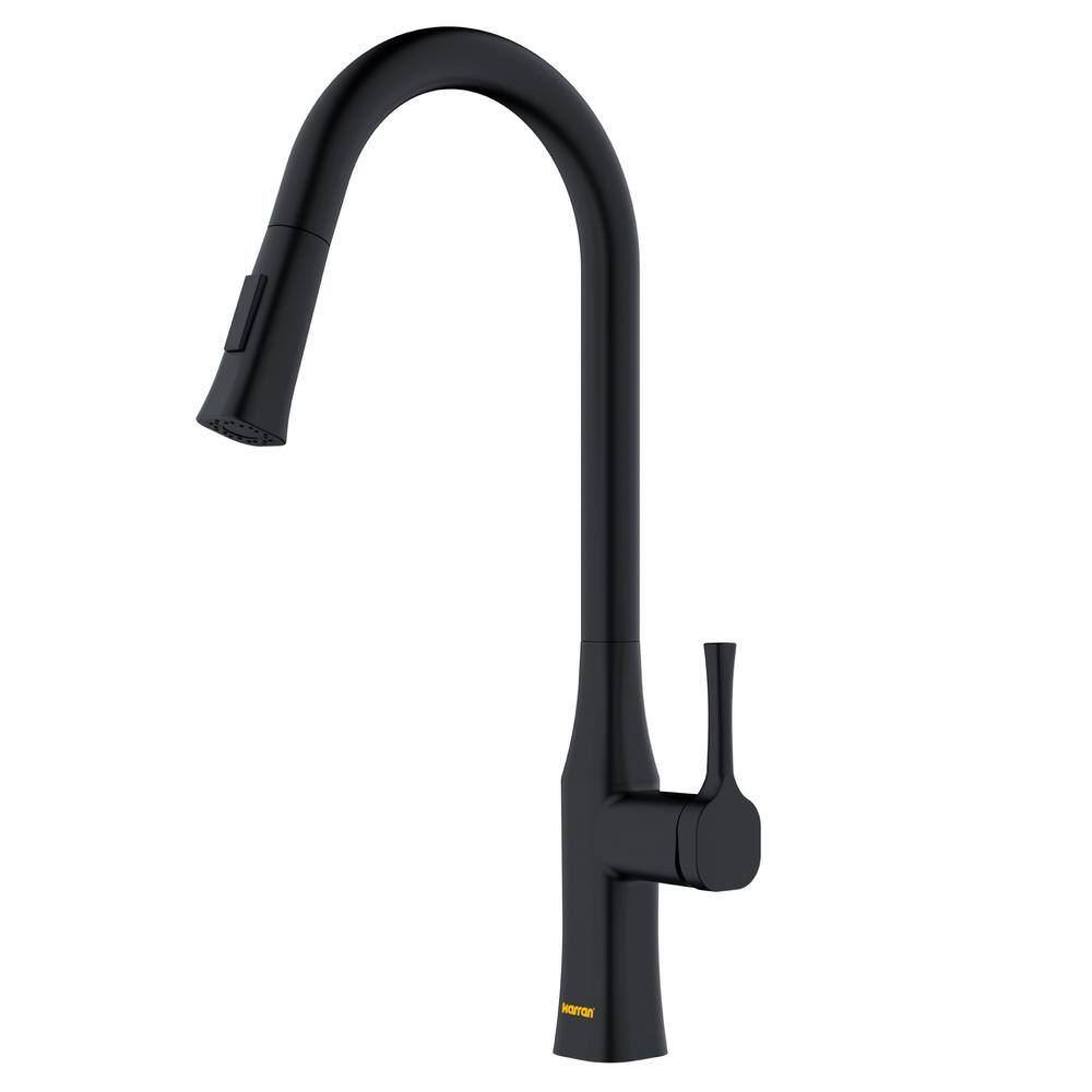 Karran Standerton Single Handle Pull-Down Sprayer Kitchen Faucet in Matte Black KKF140MB