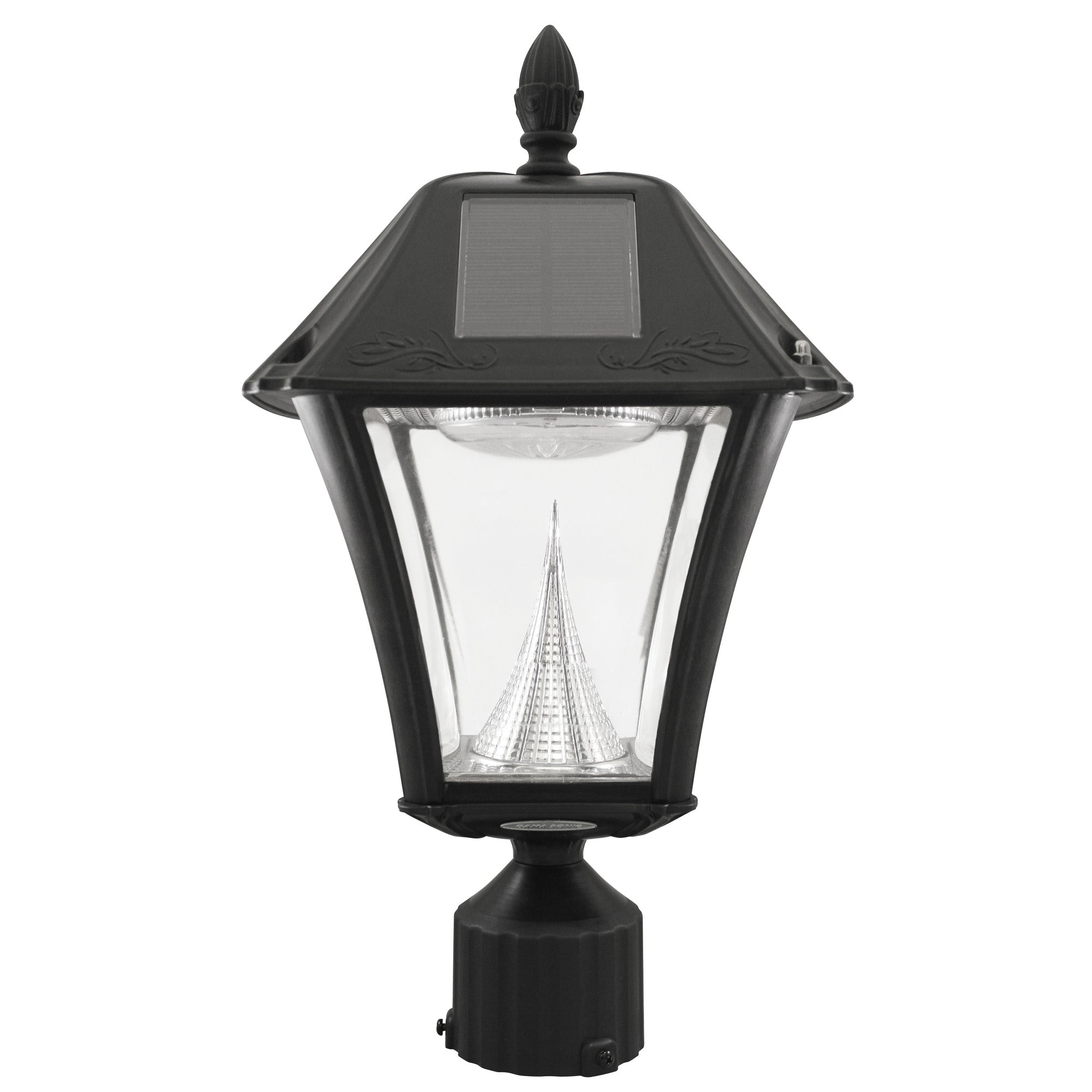 Gama Sonic Baytown II Solar Light in Bright White- Wall/Pier/ 3 Inch Fitter Mounts - Black Finish