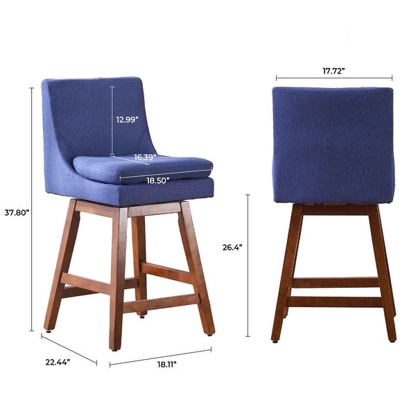 Faux Linen Swivel Bar Stools Set of 2， High Back Bar Height