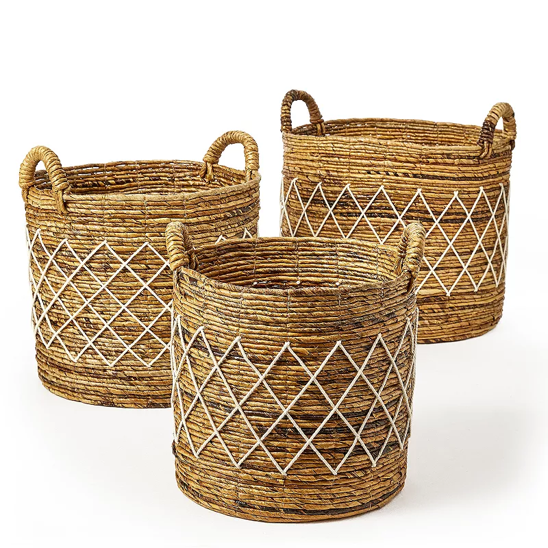 Saddle River Round Lattice Banana Basket 3-piece Set