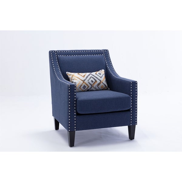 Accent Chair with Nailheads， Tight Back and Solid Wood Legs