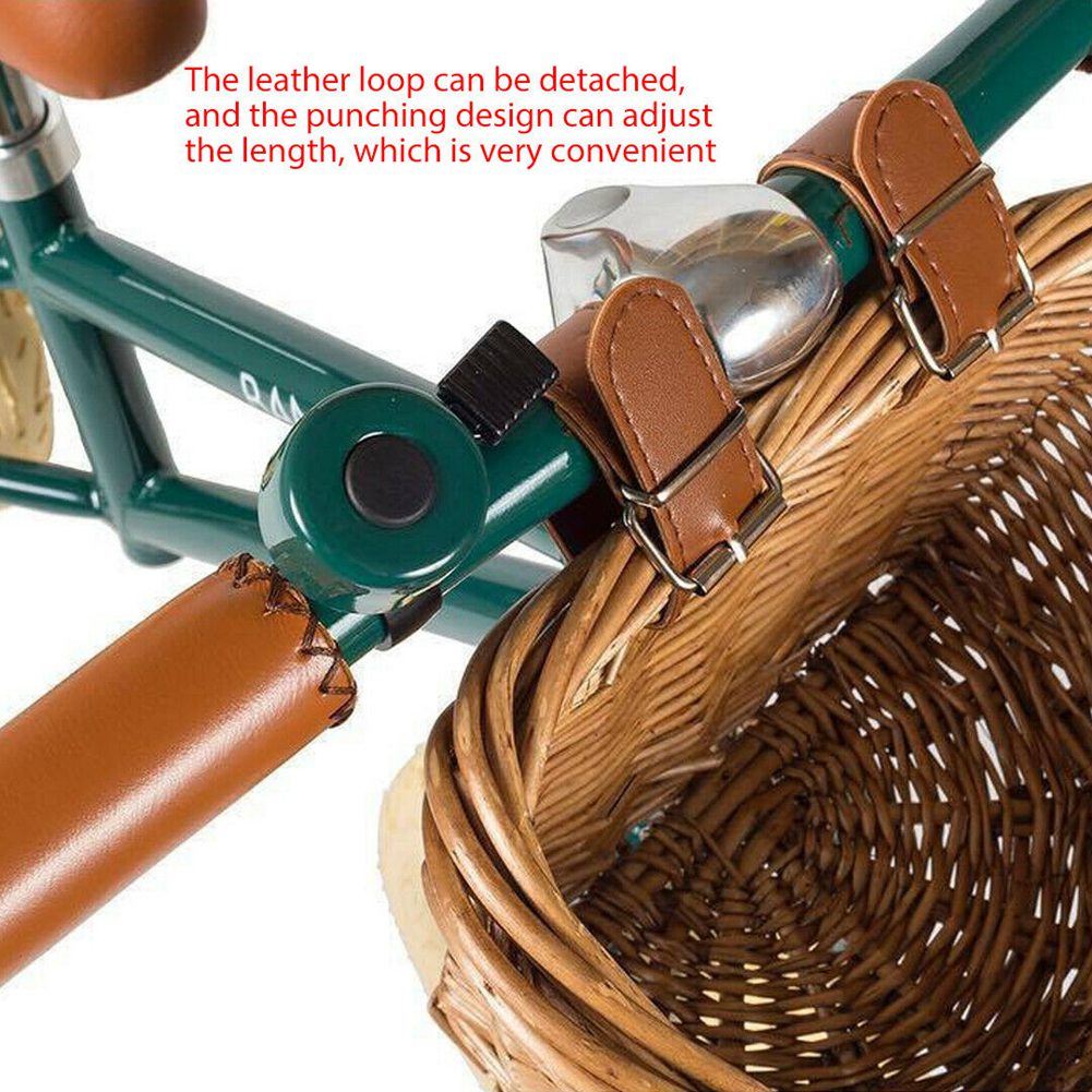 Bicycle Basket For Girls Women Hand-Woven Natural Wicker Bike Handlebar Front