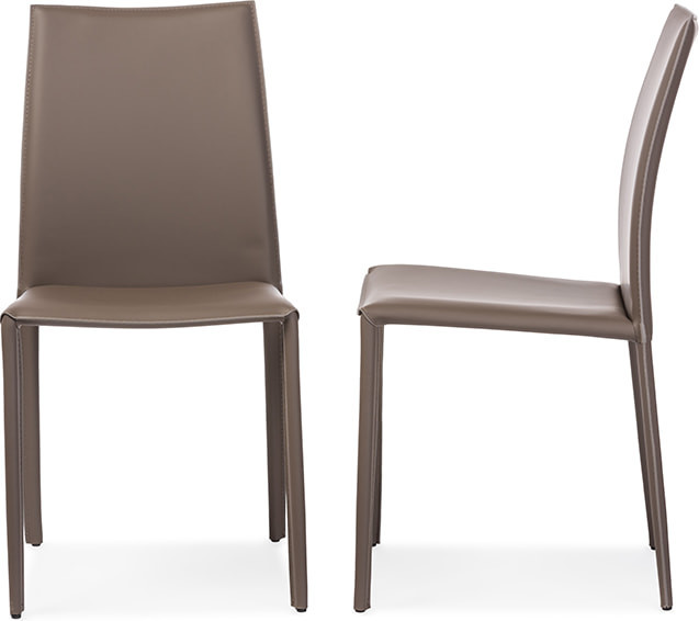 Rockford and Taupe Bonded Leather Upholstered Dining Chair  Set of 2   Contemporary   Dining Chairs   by HedgeApple  Houzz