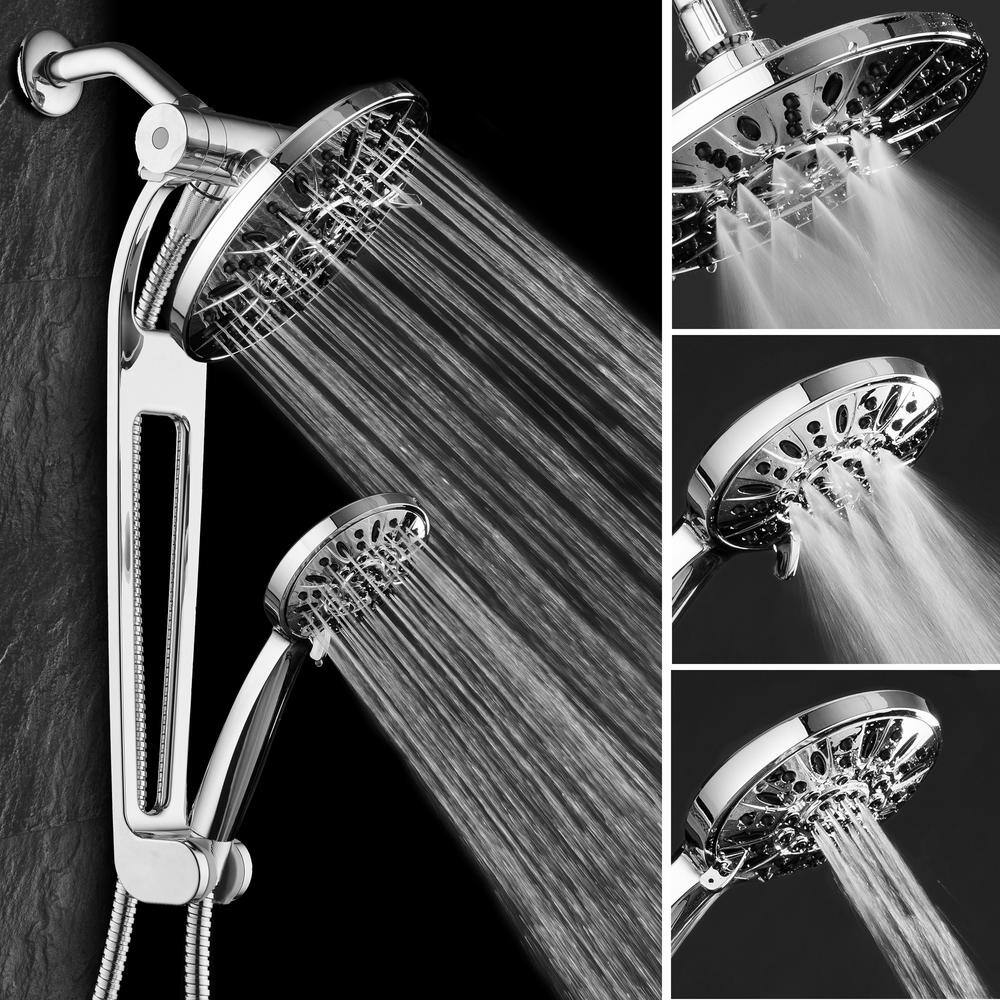 Hotel Spa 48-spray 7 in. High PressureDual Shower Head and Handheld Shower Head in Chrome 9782