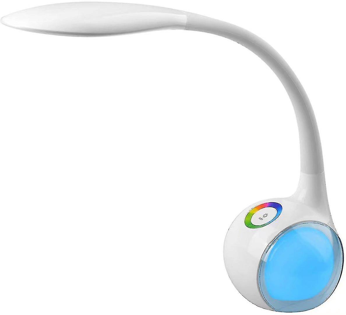 Kids Desk Lamp With 256 Rgb Nightlight，bedside Lamp Dimmable， Touch For Color Light And 3 Brightness Levels，5w， White