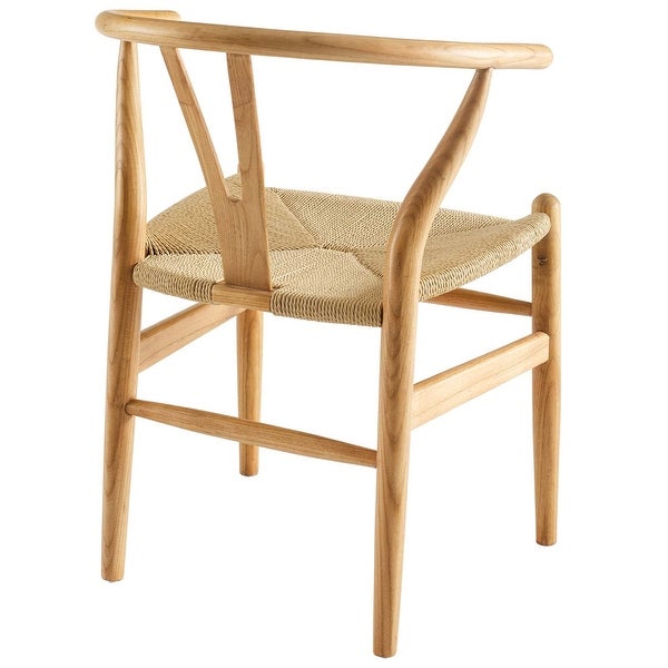 Novato Mid Century Modern Curved Natural Wooden Arm Dining Chair