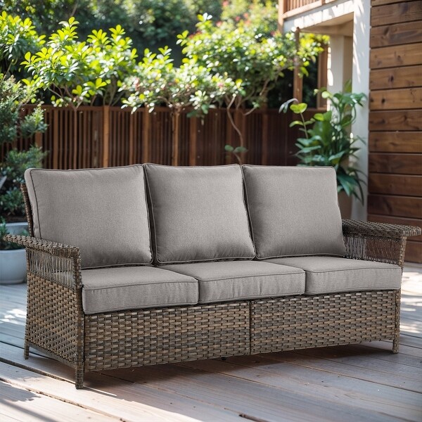 Outdoor Patio Couch Wicker Sofa with Deep Seating