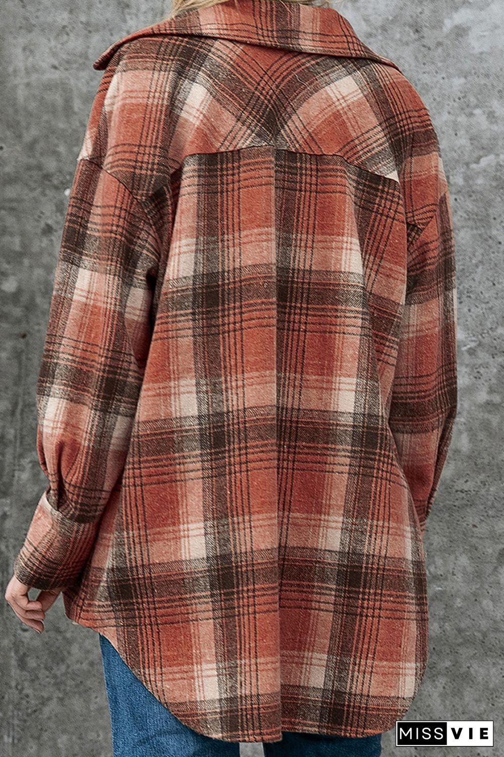 Plaid Button Front Shacket Jacket Coats Women Wholesale