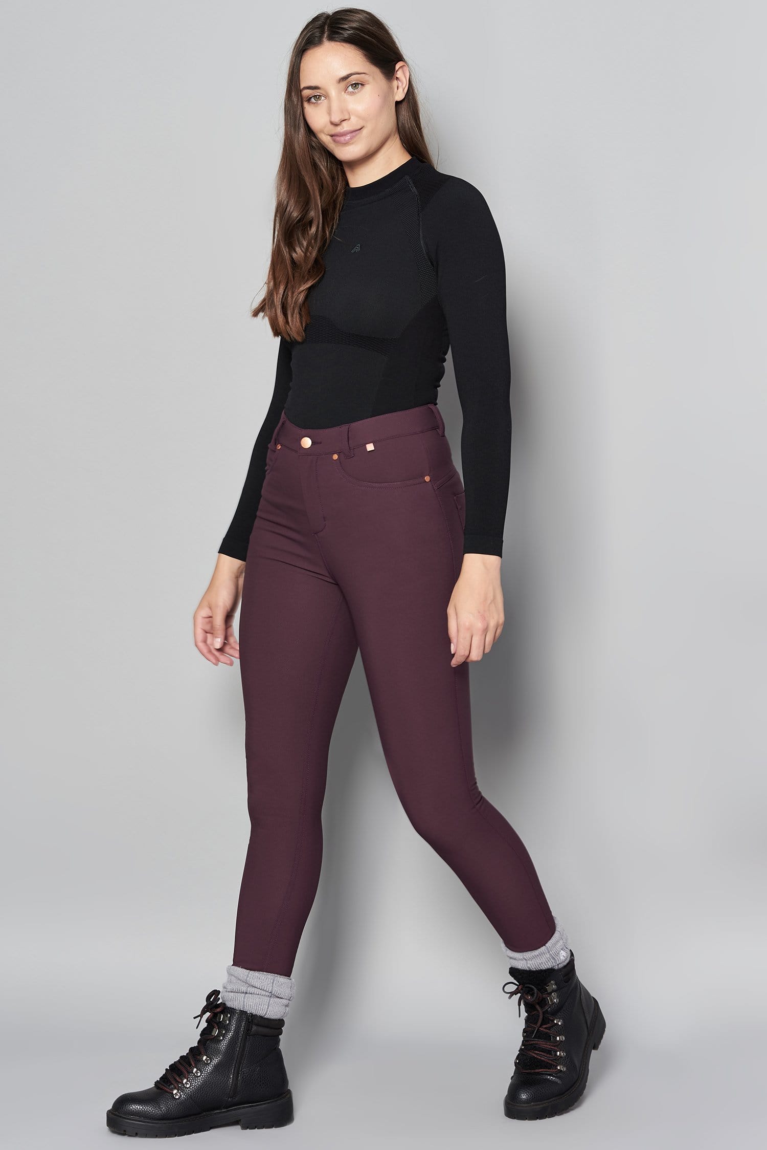 Thermal Skinny Outdoor Trousers - Aubergine