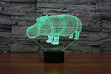 3d Hippo Night Light Led Usb 7 Color Change Led Table Lamp Xmas Toy Gift