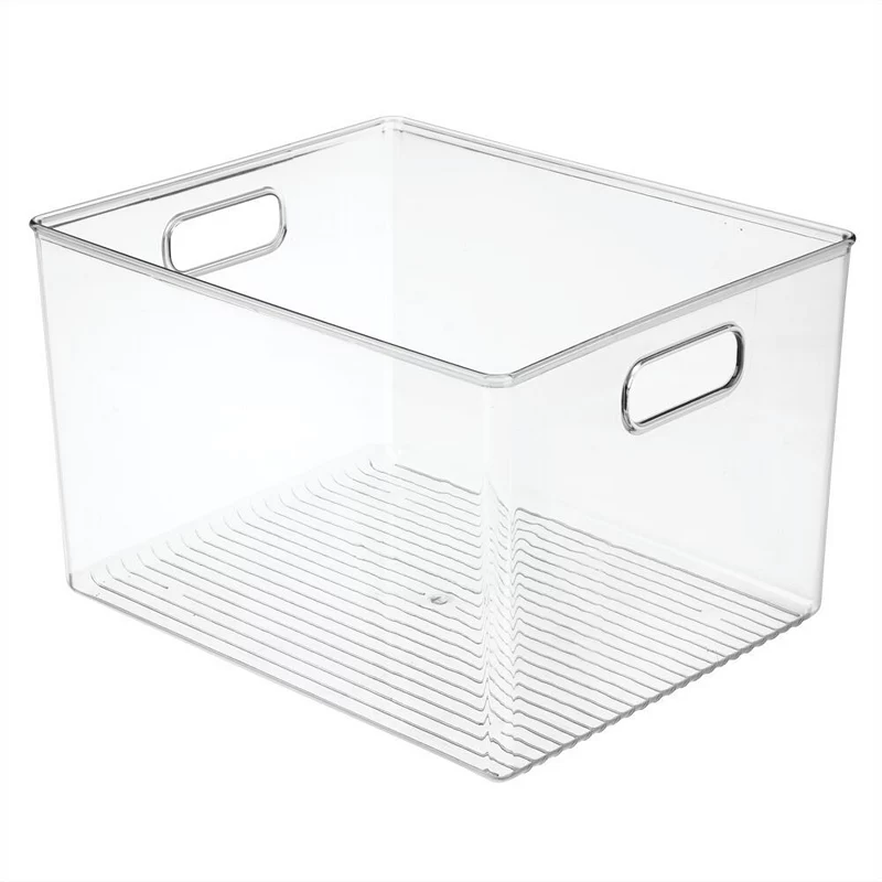 mDesign Plastic Storage Household Storage Organizer Bin with Handles - Clear