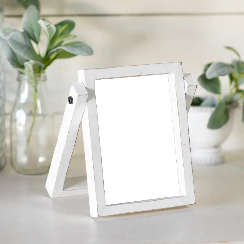 White Wood Picture Frame with Built in Easel